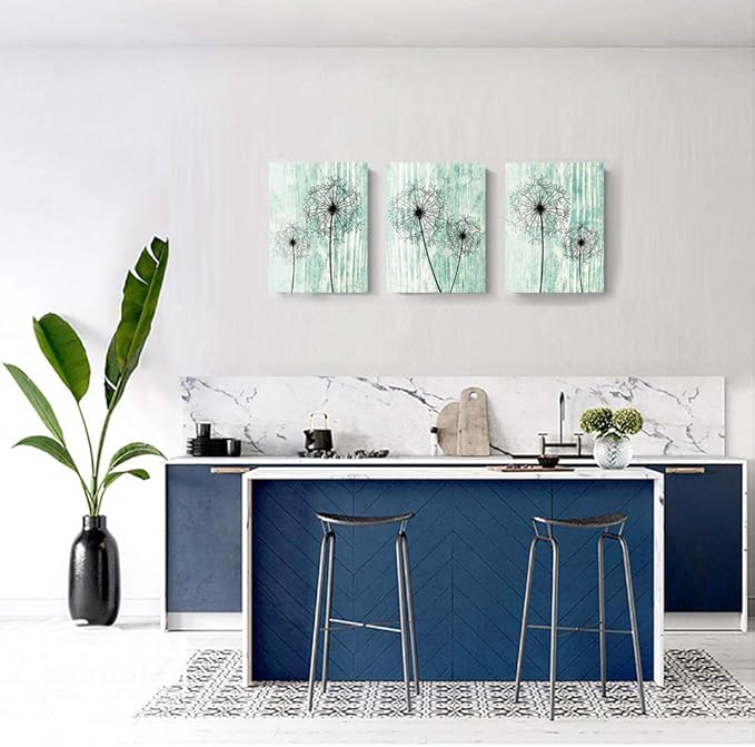 light green background Dandelion Canvas Wall Art Paintings for Living Room Canvas Print Wall Artworks Bedroom Decoration, 3 piece Framed office kitchen bathroom Wall decor posters Home Decorations