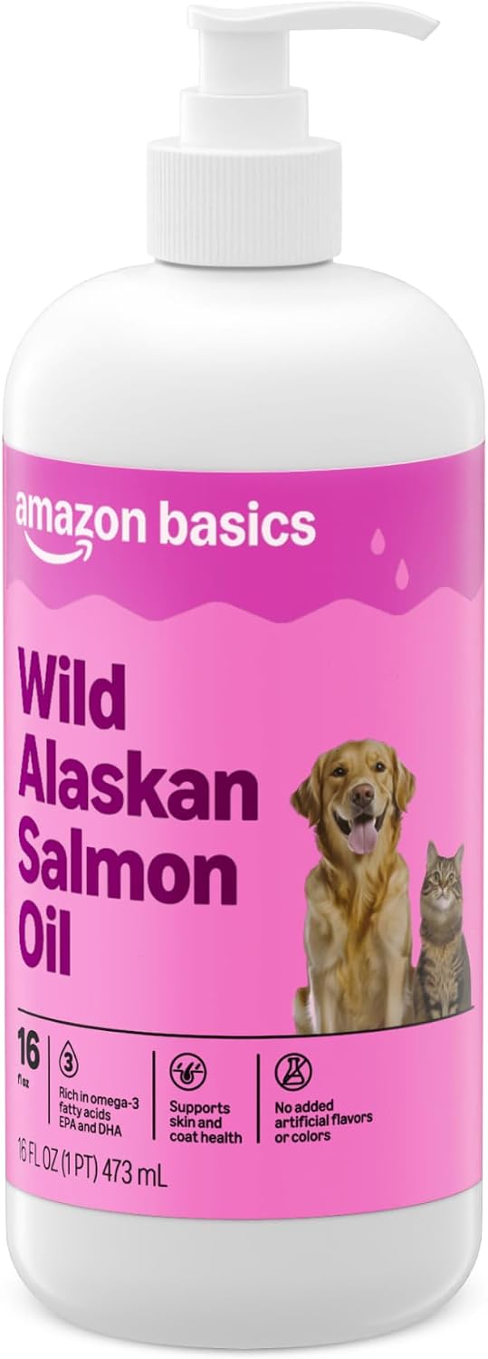 Amazon Brand - Wonder Bound Wild Alaskan Salmon Oil - Skin and Coat Support, Omega 3 Supplement for Dog and Cat , 16 fl oz
