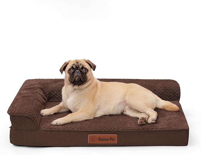 Orthopedic Dog Bed Medium Size Dog, 3 Inch Memory Foam Pet Bed for Small and Medium Dogs, Washable Removable Cover, Nonskid Bottom, Waterproof, 35x23 Inches, M Brown Grey