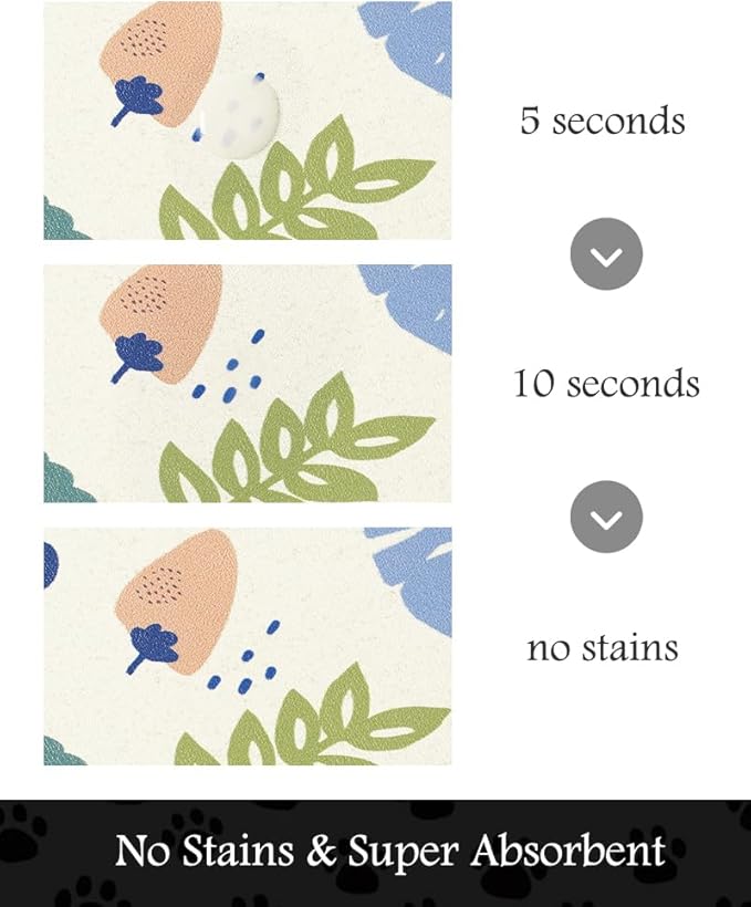 Pet Feeding Mat-Absorbent Dog Mat for Food and Water Bowl-No Stains Quick Dry Water Dispenser Mat-Dog Accessories Pet Supplies-Bowl for Messy Drinkers（LIGHTFLOWERS,12"x19"