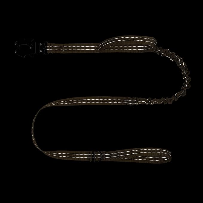 ICEFANG Tactical Dog Leash,K9 Training Walking Bungee Lead with 2 Control Handle,Heavy Duty Quick Release Metal Clasp,Hands Free D-Ring for Medium Large Dogs (6ft,Reflective Brown)