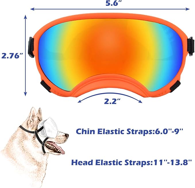 Medium Dog Sunglasses with Adjustable Strap UV Protection, Winproof Dog Puppy Sunglasses, Suitable for Medium Dog Pet Glasses, Dogs Eyes Protection,Soft Dog Goggles