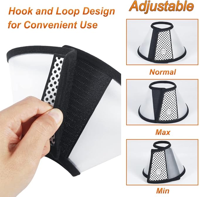 Vivifying Cat Cone, Adjustable Recovery Pet Cone, Lightweight Plastic Elizabethan Collar for Large Cats and Small Size Dogs