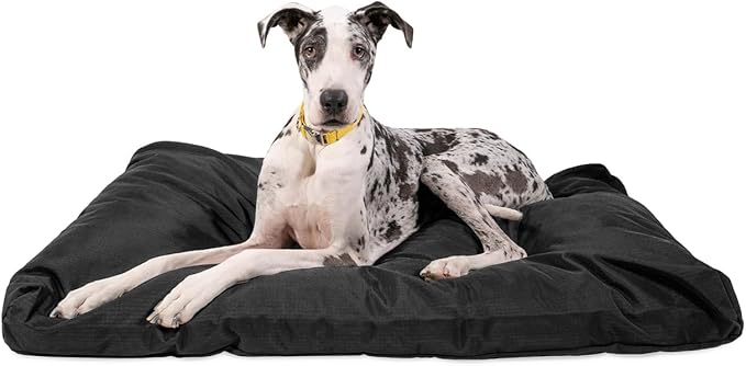 K9 Ballistics Tough Rectangle Pillow XXL Extra Large Dog Bed - Removable Cover, Washable, Durable & Water Resistant Dog Bed Made for Big Dogs 68"x40", Obsidian Black