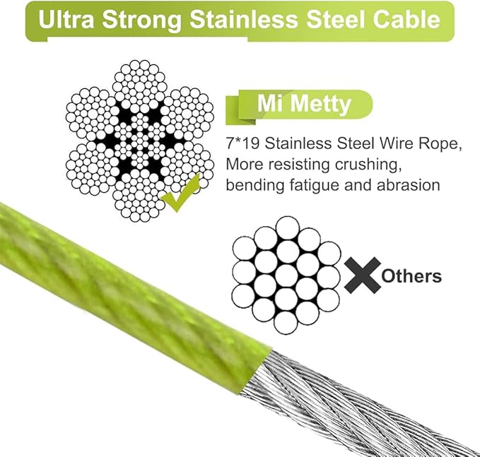 Tie Out Cable for Dogs,20FT Dog Leads,Heavy Duty Tie Out Cable for Large Dogs Up to 125lbs,Durable Dog Runner Tether Line for Outdoor,Yard