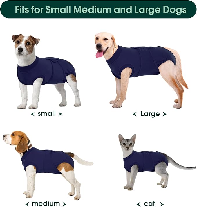 Kuoser Dog Surgery Suit Female Spay, Dog Recovery Suit Male Neuter, Puppy Clothes Onesie for Surgery Anti Licking Abdominal Wounds Pet Surgical Recovery Bodysuit Shirt, Substitute E-Collar & Cone