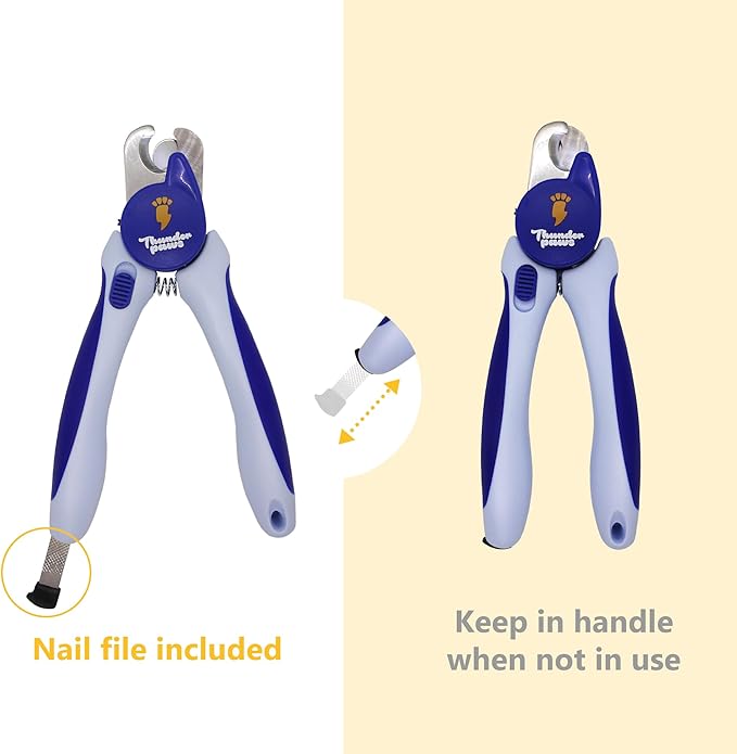 LED Dog Nail Clippers with Light, Trimmers with Protective Guard, Quick Sensor, Safety Lock and Nail File - Suitable for Large and Small Dogs & Cats (Blue, LED)