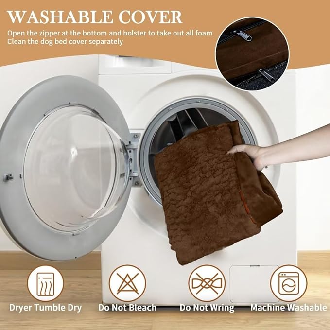 Comfort Expression Orthopedic Jumbo Dog Bed for Extra Large Dogs, Large Breed Waterproof Dog Bed, PV Washable Dogs Sofa Beds with Removable Cover & Non-Slip Bottom(Jumbo,Chocolate Brown)