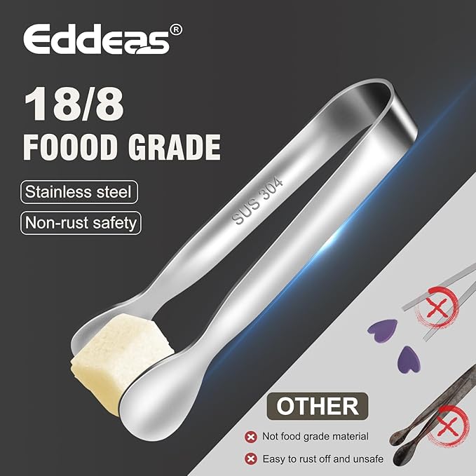 Mini Tongs For Serving Food，Set fo 12 Small Tongs For Appetizers，Small Stainless Steel Metal Cooking Tong，for Tea Party Coffee Bar, 4 inch Sugar Tong - Silver