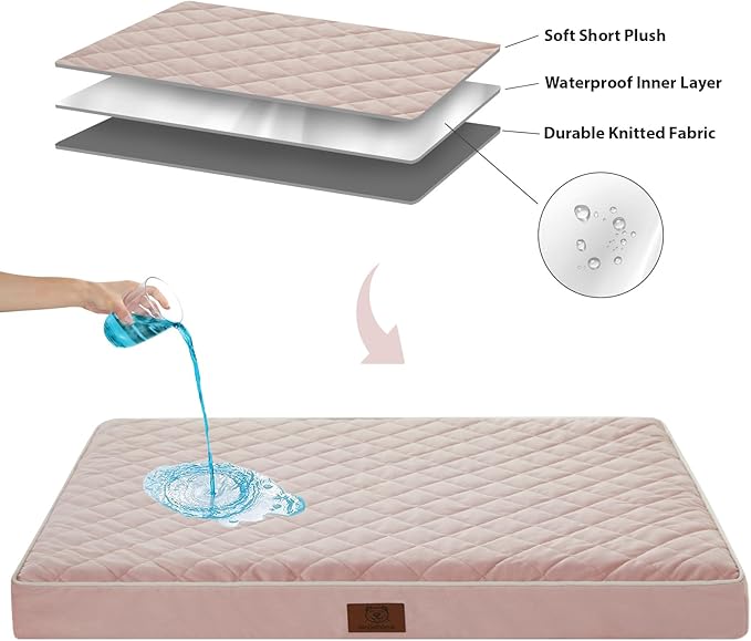 WNPETHOME Orthopedic XL Dog Beds Large Sized Dog, Waterproof Extra Large Dogs Bed with Removable Washable Cover, Multi-Needle Quilting Dogs Crate Bed