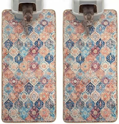 Hompet Cat Litter Mat 2 Pack, 24.8x54 Large Machine Washable Trapping Mats