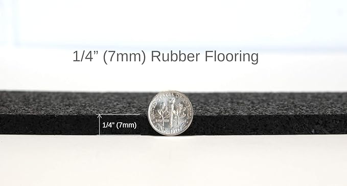 American Floor Mats 1/4in (7mm) Thick Solid Black 4' x 30' Heavy Duty Rubber Rolls, Protective Exercise Mats, Home Gym Rubber Flooring