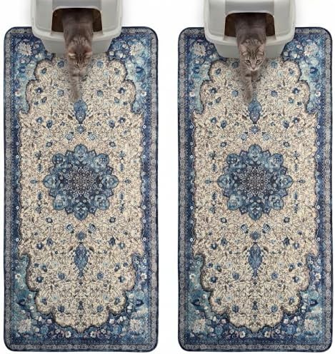 Hompet Cat Litter Mat 2 Pack, 24x60 Large Machine Washable Trapping Mats