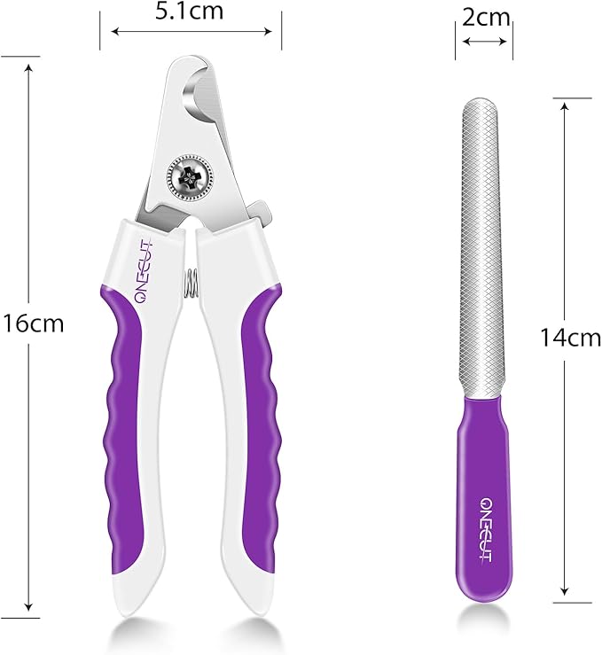 OneCut 6" Dog Nail Clippers for Small, Medium and Large Breed Professional Pet Nail Trimmers -Suitable for Cats, Rabbits and Guinea Pigs with Safety Guard to Avoid Over Cutting (Purple)