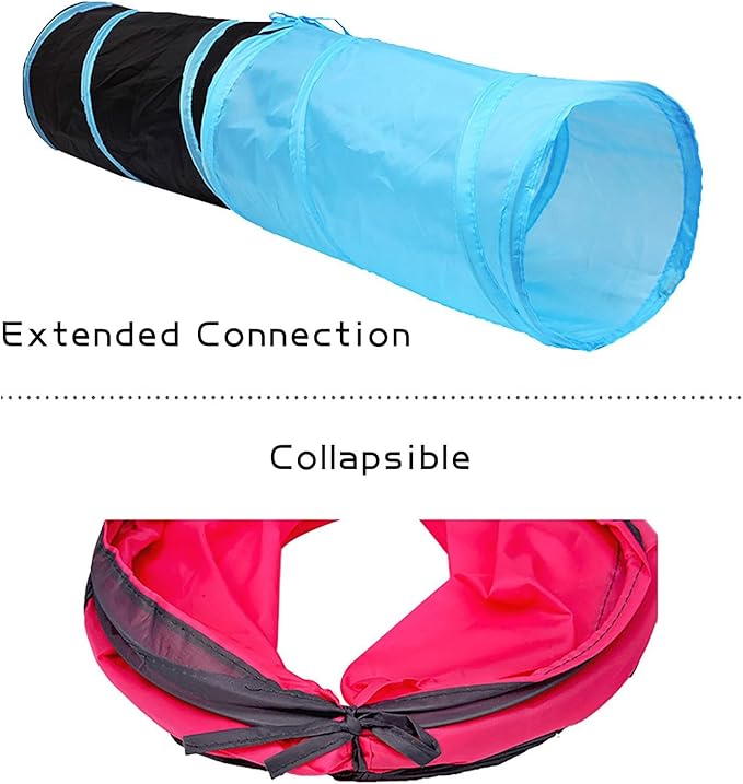 iCAGY Foldable Spiral Cat Tunnel - Indoor Toy for Small Cats, Kittens, and Rabbits - Tube for Interactive Play and Outdoor Fun - Pet Toy 20" 3 Pcs （Light Pink, Light Green, Sky Blue）