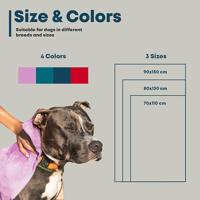 Extra Large Dog Towel Soft Absorbent Bath Pet Towels for Drying Dogs, Elastic Terry Microfiber Soft Towel, Machine Washable, Quick Dry, Multipurpose (L, XL, 2XL) (Purple, 2XL)