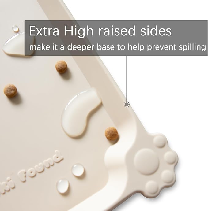 Hoki Found Silicone Pet Food Mats Tray - High-Lips Pet Dog Cat Bowl Mats - Dog Pet Cat Feeding Mat - Waterproof Dog Cat Food Mats -Pet Water Mats for Floors - Papayawhip
