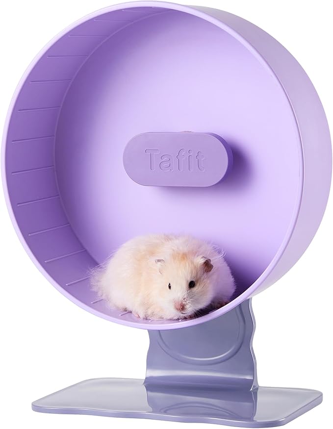 Quiet Hamster Wheel 10.2 Inch Dual-Bearings Silent Small Animals Running Exercise Wheel Height Adjustable for Syrian Hamsters, Gerbils, Rats, or Other Small Pets, Taro Purple