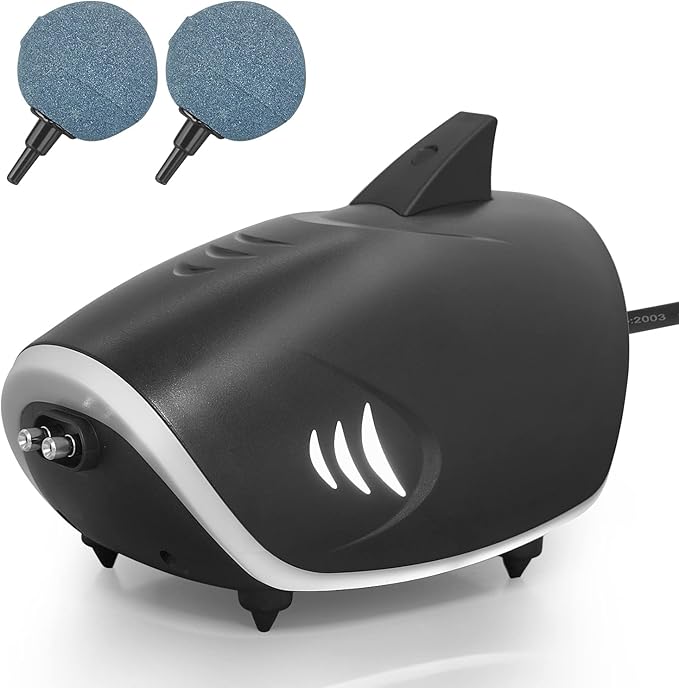 HITOP 3W 6W Silent Aquarium Air Pump -80GPH/160GPH Large Air Volume Fish Aerator, Adjustable Oxygen Pump for Fish Tank up to 300 Gallon