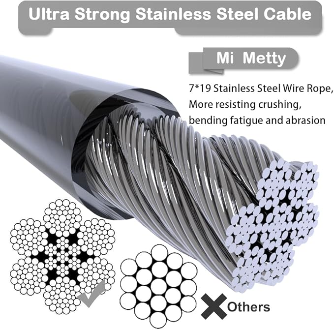 Tie Out Cable for Dogs,50FT Dog Leads,Heavy Duty Tie Out Cable for Large Dogs Up to 125lbs,Durable Dog Runner Tether Line for Outdoor,Yard