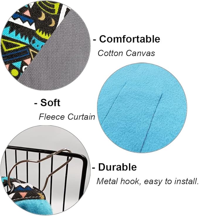 RIOUSSI Guinea Pig Hideout Hideaway Corner Fleece Toys Cage Accessories with Reversible Sides, Geo/Gray-Green+Blue, Pack of 2