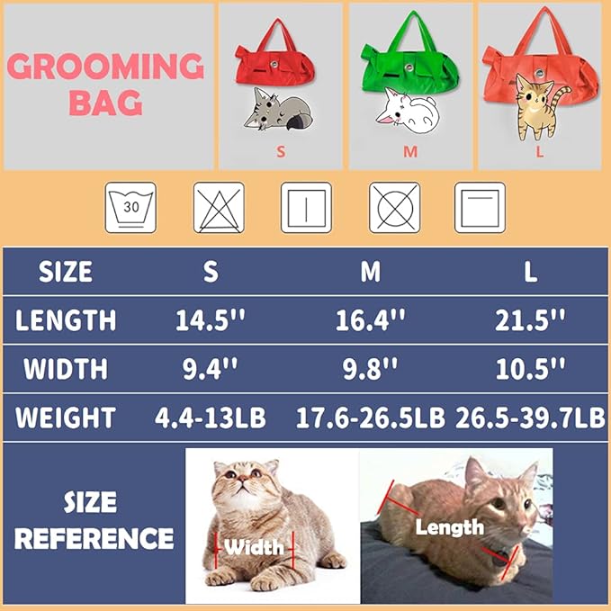 Kukaster Pet Cat’s Restraint Bag for Claw Care Nail Trimming Anti-Scratching Grooming Bag for Cats Medical Examination(Pink-m)