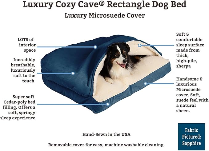 Snoozer Pet Products Luxury Rectangle Cozy Cave Dog Bed with Microsuede, Extra Large, Anthracite