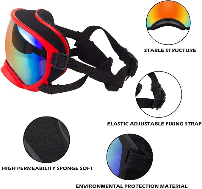 Medium Dog Sunglasses with Adjustable Strap UV Protection, Winproof Dog Puppy Sunglasses, Suitable for Medium Dog Pet Glasses, Dogs Eyes Protection,Soft Dog Goggles