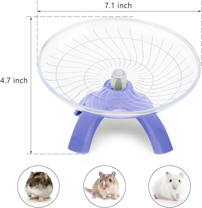 Hamster Wheel Silent Hamster Exercise Wheel Running Spinner Hamster Flying Saucer for Hamsters Gerbils Mice and Other Small Pets (Purple)