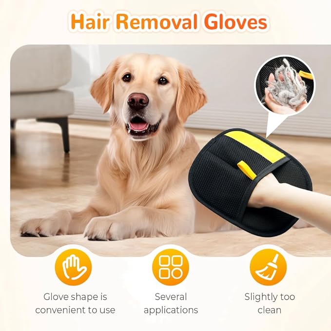 2025 Upgrade Pet Hair Remover Electrostatic Gloves, Reusable Pet Hair Removal Glove for Cats & Dogs, Premium Cat & Dog Hair Remover Mitt for Couch Furniture Carpet Car Seat (2)
