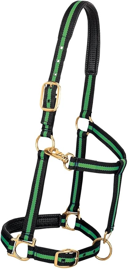 Weaver Equine Nylon Horse Halter, Triple-Ply Cheek Design, Original Non Adjustable Halters for Horses, Equine Tack,Average Size, Black