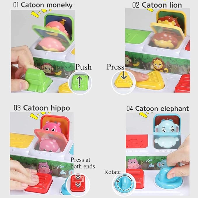 Animal Park Interactive Pop Up Music Toy,Up- Early Education Activity Center Toy, Ages 7 8 9 10 11 12 Months and up Infant Toddlers Toys.