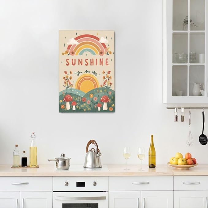 You Are My Sunshine Inspirational Canvas Wall Art Motivational Encouragements Wall Decor First Communion Gifts for Girls Boys Toddler Teens Pictures Painting Print Artwork Framed Decorations Nursery Dorm Bedroom 16"x24"