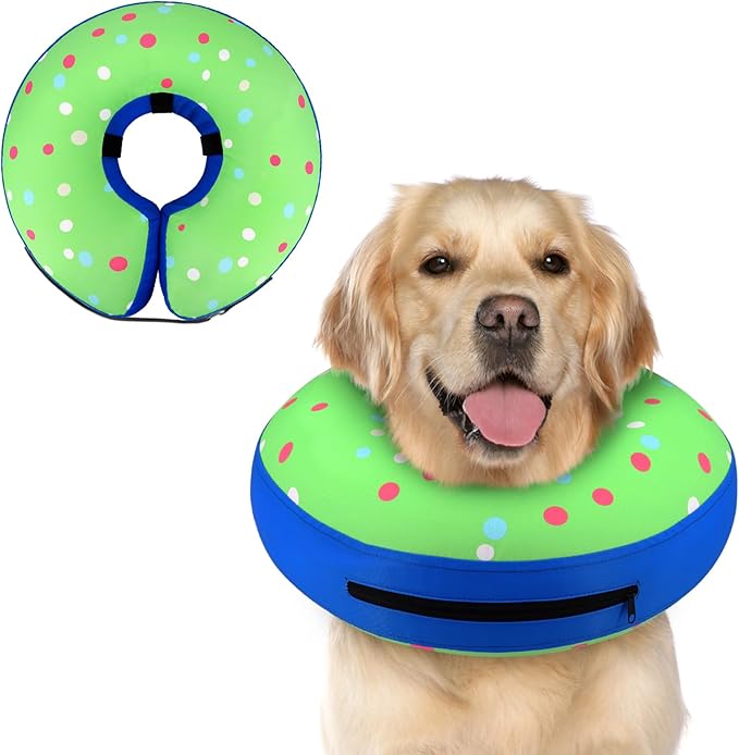 Supet Inflatable Dog Cone Collar Alternative After Surgery, Dog Neck Donut Collar Recovery E Collar, Soft Pet Cone for Small Medium Large Dogs