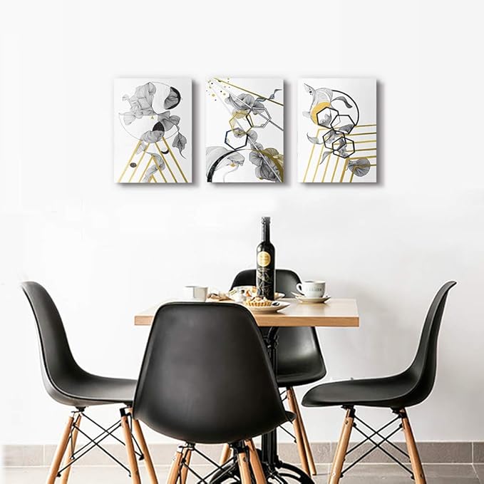 modern Abstract painting Canvas Wall Art for Living Room Wall Artworks Bedroom Decoration, 3 piece Framed office kitchen bathroom Wall decor inspirational Black and white abstract posters Home Decor