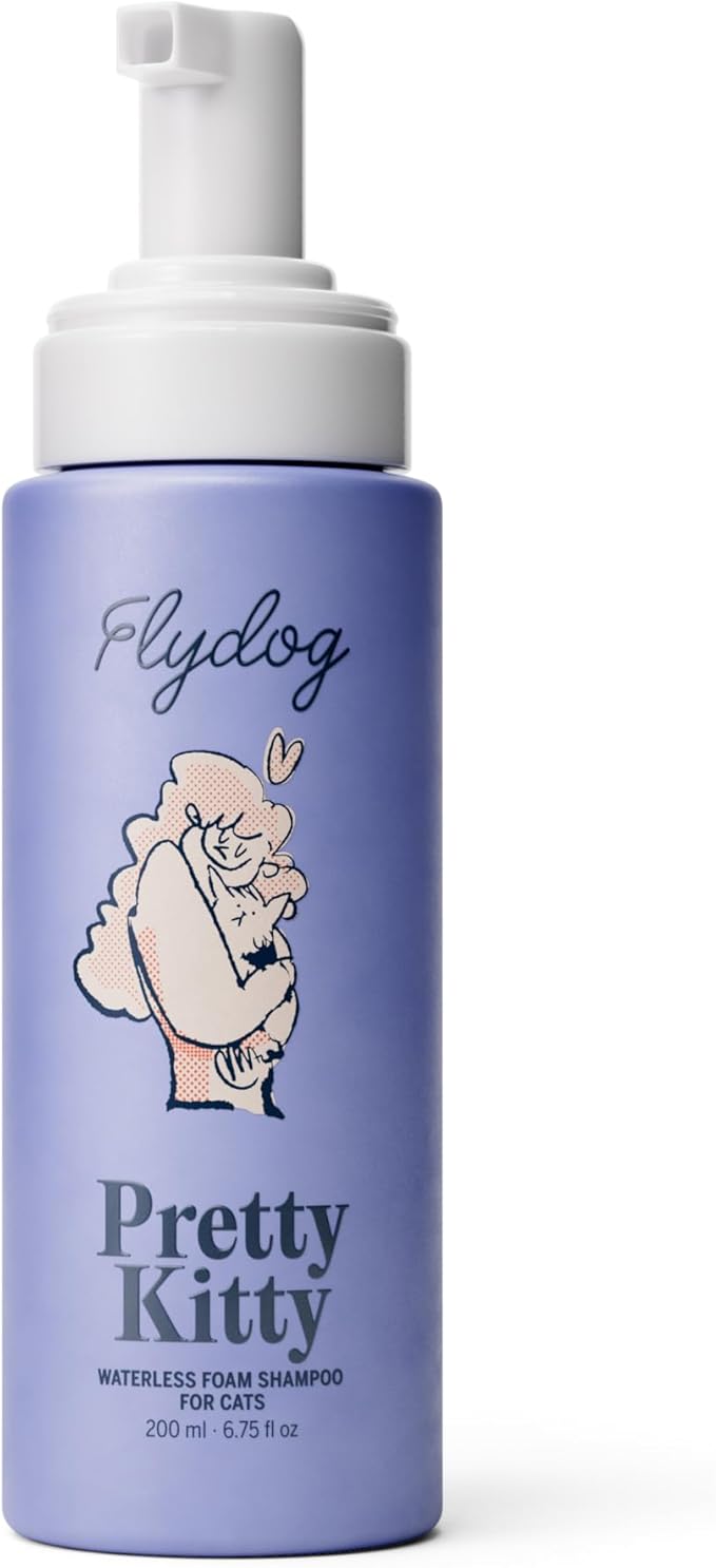 Pretty Kitty Waterless Cat Dry Shampoo – No Rinse, Lick-Safe, Moisturizing for Dry Skin, Detangler, Deshedding, Itchy Skin– Soap-Free Spray Foam for Kittens, Grooming Bathing Hydrat Softening Formula