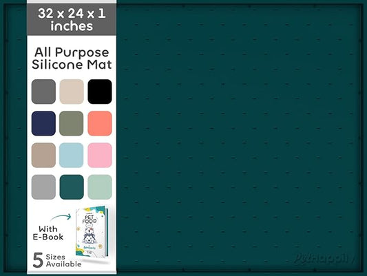 32x24x1” XL Dog Food Mat - All Purpose Under Sink Liner, Washer and Dryer Covers for The Top, Silicone Griddle Mat for Blackstone - Raised Edges Dog Mat for Food and Water Prevent Spill, Waterproof