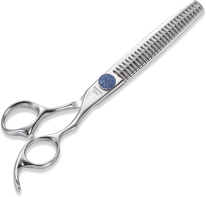 7.5'' Dog Grooming Scissors CNC 440C Blades Sharp and Durable Polished Chunker Dog Shears with Blue Diamond Adustable Screws Easy to Use for Groomer and Home User