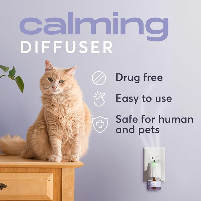 Cat Calming Diffuser Refills – Long-Lasting 30-Day Formula with Pheromones for Stress Relief, Relaxation, and Anxiety Reduction in Cats Easy to Use – (3 Refills)