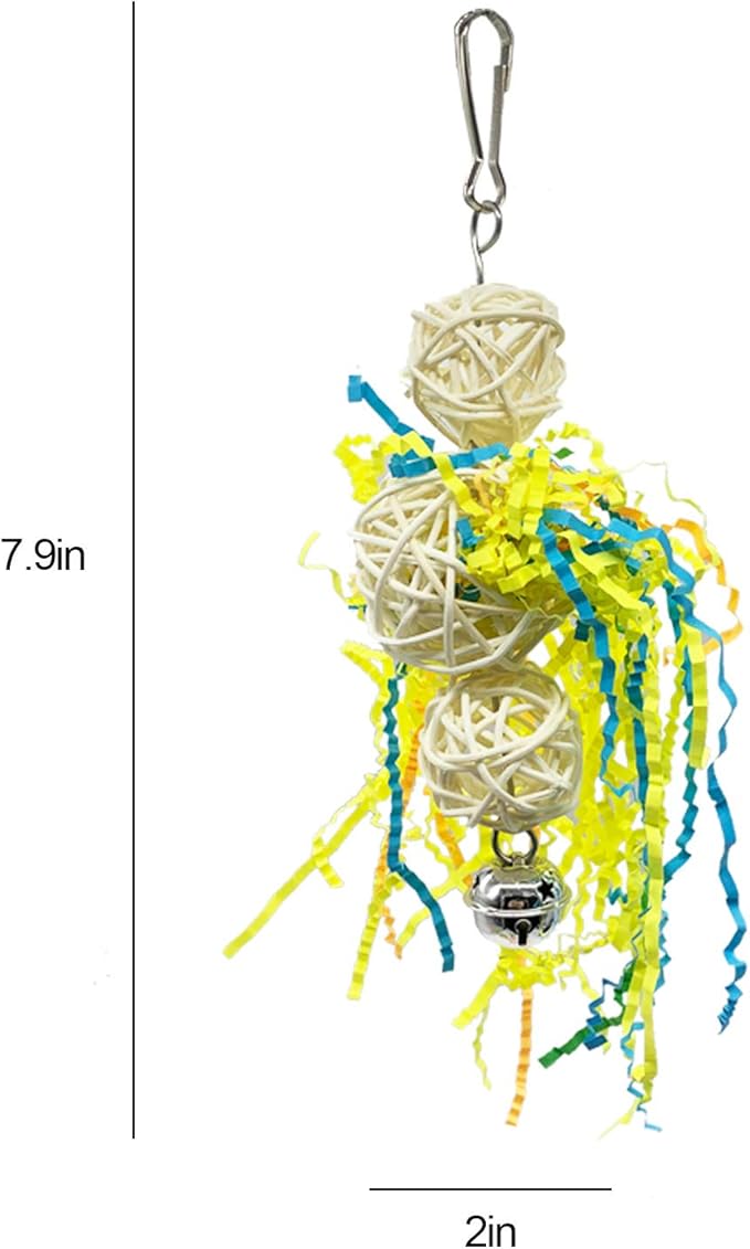 EBaokuup Bird Parrots Shredding Toys Parakeet Chewing Toys Bird Loofah Toys Parrot Cage Shredder Toys Bird Foraging Hanging Toys Bird Accessories for Parrots Lovebird Cockatiel Conure African Grey