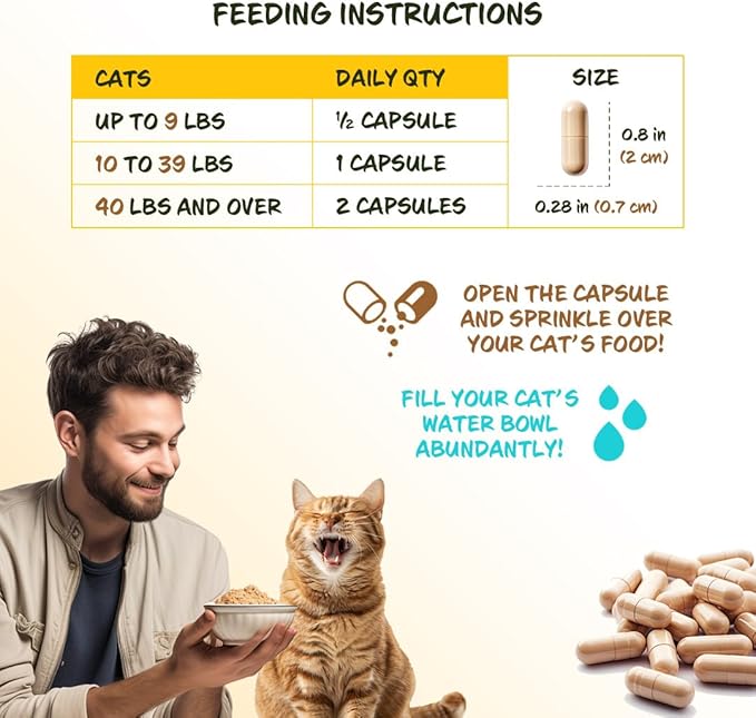 FiberSyl Ovatasyl Prebiotics for Cats Digestive Health - Cat Fiber Supplements for Constipation Relief & Support - Psyllium Husk Seed to Support Digestion Problems - Cat Stool Hardener - 60 Capsules