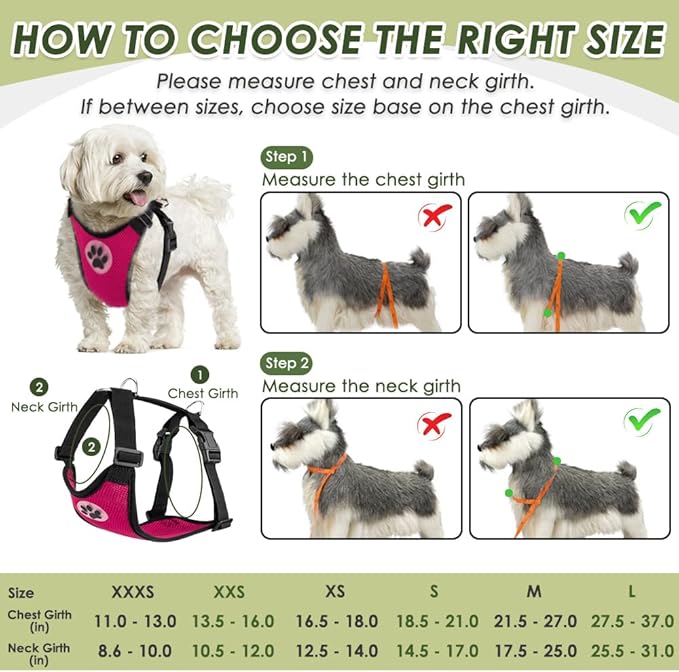 SlowTon Dog Seat Belt Harness for Car, Dog Car Harness Adjustable Mesh Breathable & Dog Seatbelt Safety Tether with Elastic Bungee for Small Medium Large Pets(Fuchsia, Double Clip, XS)