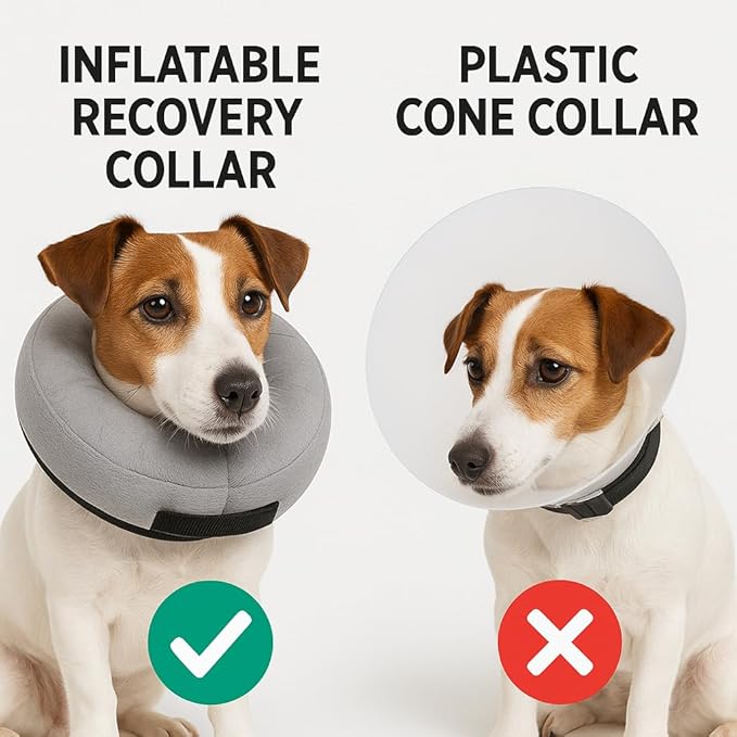 Soft Inflatable Dog Cat Cone Collar – Pet Recovery & Protective Dog Neck Collar for Small Dogs Cats to Prevent Scratching, Licking