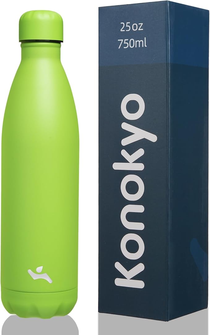 Insulated Water Bottles,25 oz Double Wall Stainless Steel Vacumm Metal Flask for Sports Travel,Green