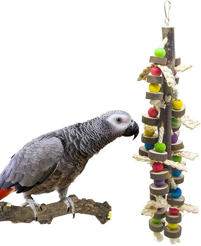 EBaokuup Wood Bird Chewing Toys-Blocks Parrot Tearing Toys Best for Finch,Budgie,Parakeets,Cockatiels, Conures,Love Birds and Amazon Parrots