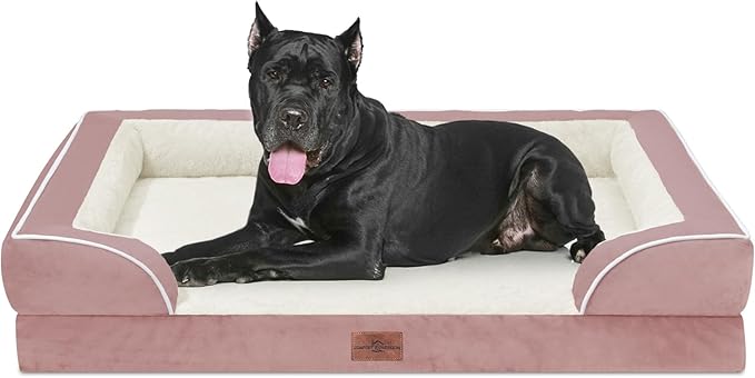 Comfort Expression XXL Orthopedic Dog Beds, Waterproof Orthopedic Foam Extra Large Dog Beds, Washable Pet Sofa Couch with Removable Cover & Non-Slip Bottom(XX-Large,Pink)