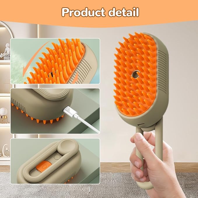 Pet Steam Groomer Brush Electric,2025 Electric Cat Grooming Brush for Massaging and Cleaning Shedding Pets Hair,3 in 1 Pet Steam Brushes Hair Removal Comb for Cats Dogs (2PCS)