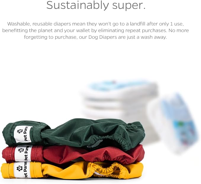 Pet Parents® Washable Dog Diapers (3pack) + Extendrs® of Durable Doggie Diapers, Premium Dog Diapers Female (Small, Samba)