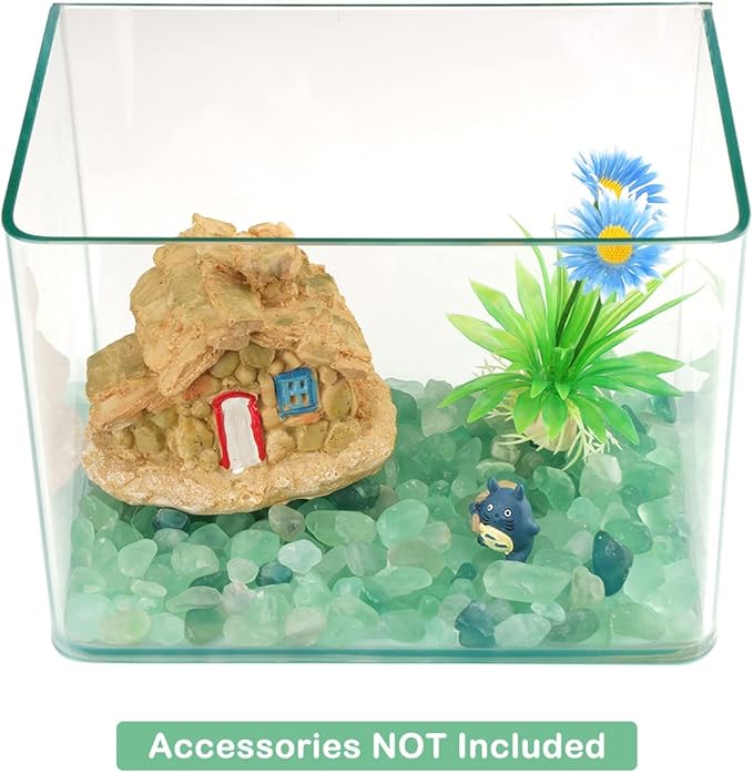WAYBER 1 Lb/460g Natural Green Quartz Crystal Stones Irregular Aquarium Pebbles Rock Sands for Turtle Tank/Succulent Plants/Vase Decoration (Fill 1 Cup)