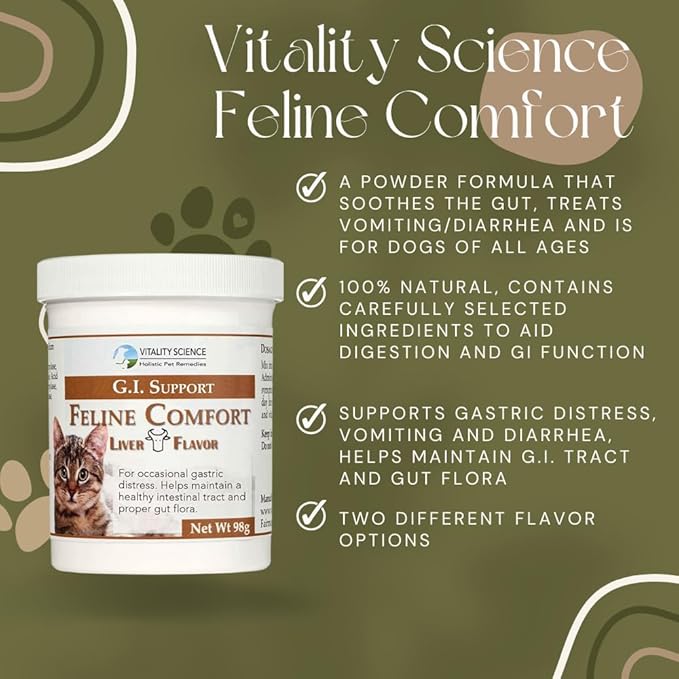 Feline Comfort for Cats | Maintains a Healthy Intestinal Tract and Proper Gut Flora | Restores Gastric Stability | for Vomiting and Diarrhea | 100% Additive Free (Seafood, 98g)